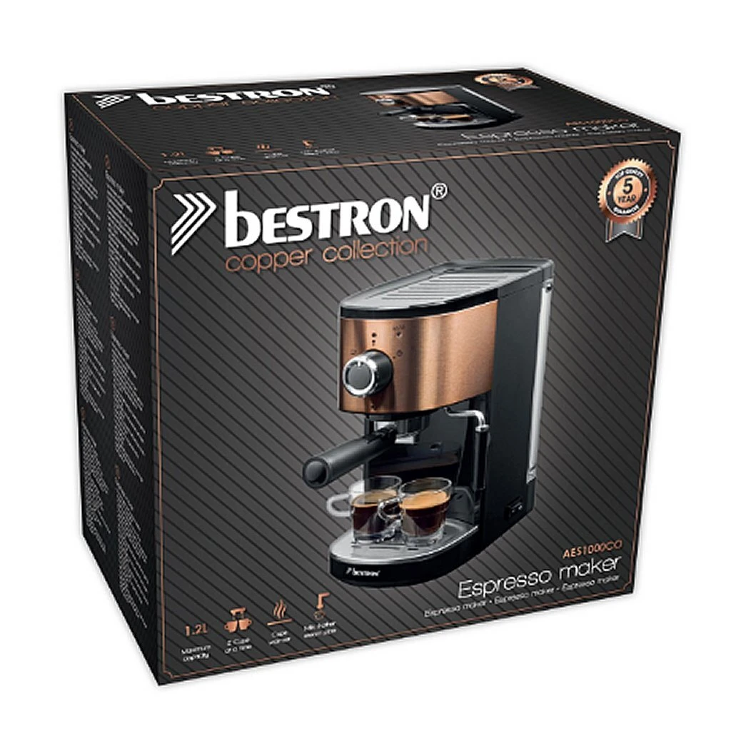 Bestron AES1000CO Espressomachine Koper/Zwart 3 Bestron AES1000CO Espressomachine Koper/Zwart - Afbeelding 3