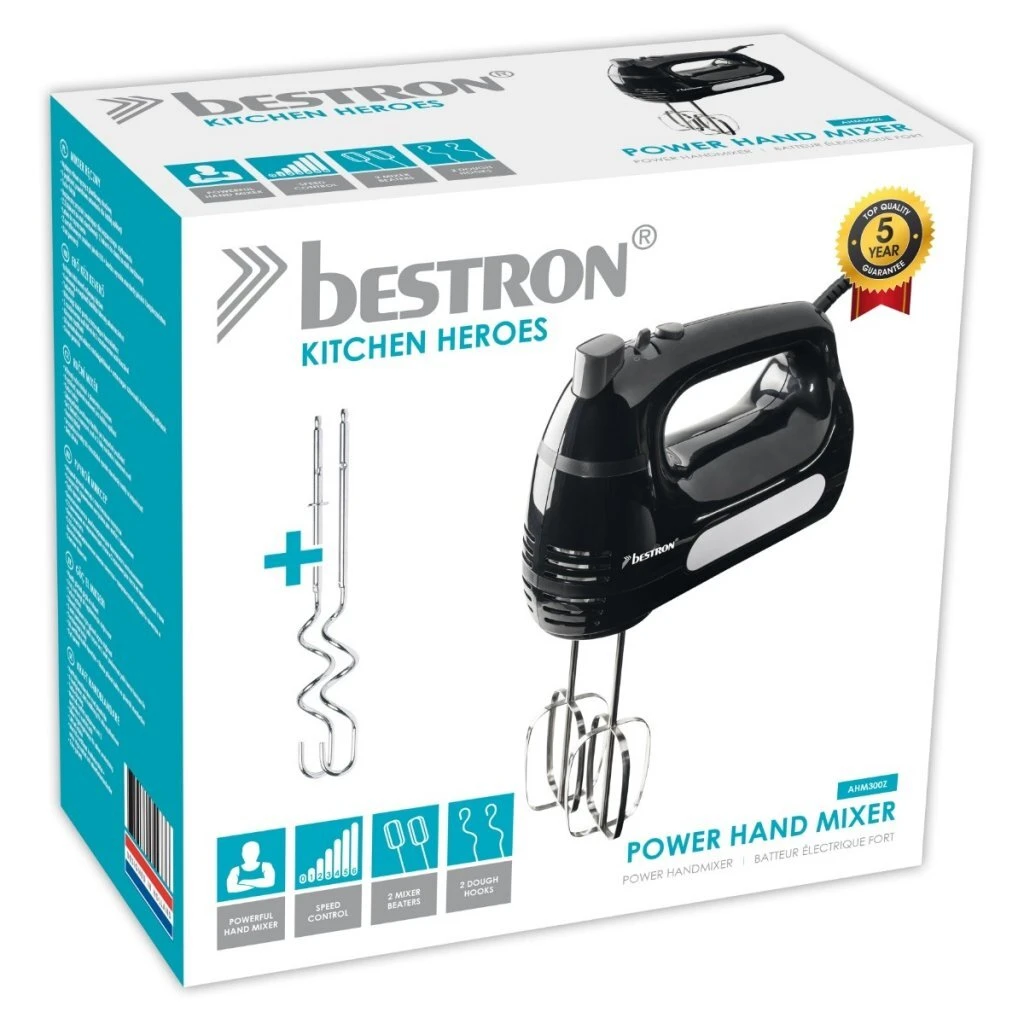 Bestron AHM300Z Power Handmixer Zwart 5 Bestron AHM300Z Power Handmixer Zwart - Afbeelding 5