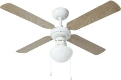 Bestron Plafondventilator DHB42W Met Verlichting, Grote Vleugelspanwijdte Van ø102 Cm, Met Zomer-/winterfunctie, 50 W, Kleur: Ahorn/wit -Bestron bestron plafondventilator dhb42w met verlichting grote vleugelspanwijdte van oe102 cm met zomer winterfunctie 50 w kleur ahorn wit wit 4