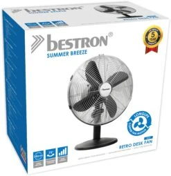 Bestron Tafelventilator Summer Breeze Met Draaifunctie In Retrostijl, Hoogte: 43 Cm, ø 35 Cm, 35 W, Zwart -Bestron bestron tafelventilator summer breeze met draaifunctie in retrostijl hoogte 43 cm oe 35 cm 35 w zwart zwart 2