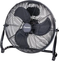 Bestron Vloerventilator In Retrostijl Windmachine Met 3 Snelheidsinstellingen & Traploos Kantelbare Ventilatorkop, Hoogte: 47 Cm, Ø 45 Cm, 100 W, Zwart