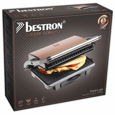 Bestron Panini Grill ASW113CO 1000 W Zwart En Koperkleurig 14 Bestron Panini Grill ASW113CO 1000 W Zwart En Koperkleurig - Afbeelding 14