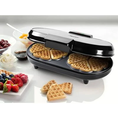 Bestron Wafelijzer ADWM730S Hartvormig Dubbel 1200 W Zwart En Zilver 2 Bestron Wafelijzer ADWM730S Hartvormig Dubbel 1200 W Zwart En Zilver - Afbeelding 2