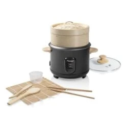 Bestron Rijstkoker Met Bamboe Stoom- En Sushiset ARC100BBS 1 L Zwart