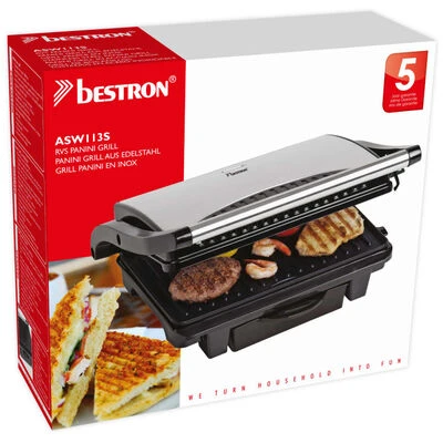 Bestron Panini Grill ASW113S 1000 W Zilver 5 Bestron Panini Grill ASW113S 1000 W Zilver - Afbeelding 5