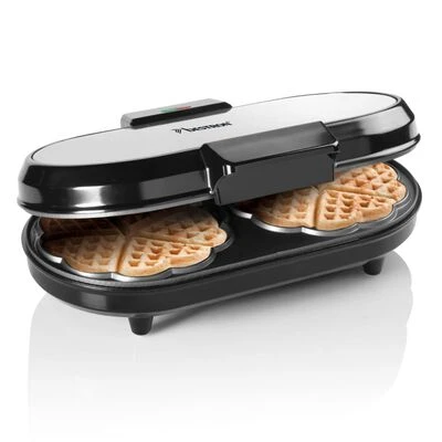 Bestron Wafelijzer ADWM730S Hartvormig Dubbel 1200 W Zwart En Zilver 5 Bestron Wafelijzer ADWM730S Hartvormig Dubbel 1200 W Zwart En Zilver - Afbeelding 5